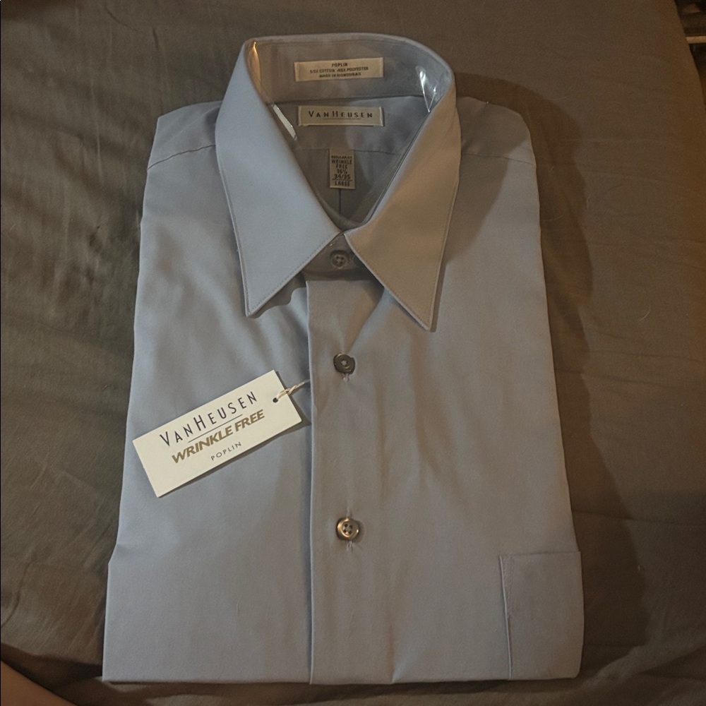 Van Heusen Men's Gray Dress Shirt Neck 16.5  Sleeve 34/35